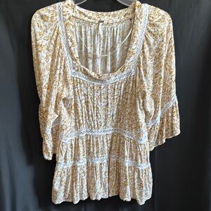 *Sold* Free People White Smocked Tiered Blouse